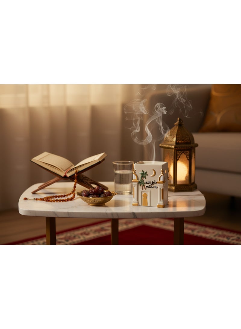 Akdc Premium Ramadan Kareem Mosque Burner - 15Cm Ceramic With Gold Accents - Image 2